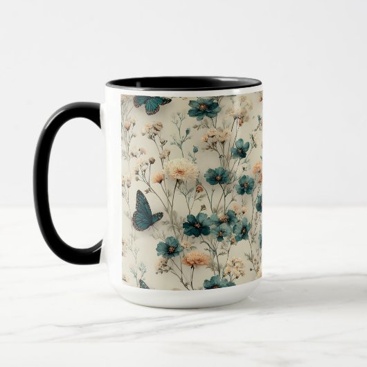 Vintage Spring Flowers and Butterflies Tasse (Links)