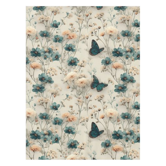 Vintage Spring Flowers and Butterflies Tischdecke (Vorderseite)