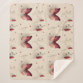 Vintage Spring Flowers & Blush Butterfly Sherpadecke (Vorderseite)
