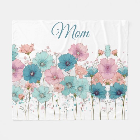 Vintage Spring Flowers for Mom Fleecedecke (Vorderseite (Horizontal))