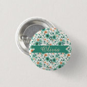 Vintage Spring Green Floral Personalized Button (Vorne & Hinten)