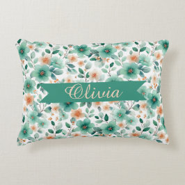 Vintage Spring Green Floral Personalized Dekokissen