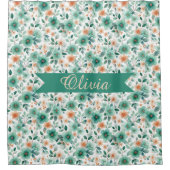 Vintage Spring Green Floral Personalized Duschvorhang (Vorderseite)