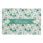 Vintage Spring Green Floral Personalized Kissenbezug (Rückseite)