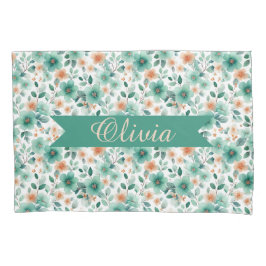 Vintage Spring Green Floral Personalized Kissenbezug
