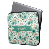 Vintage Spring Green Floral Personalized Laptopschutzhülle (Vorderseite Links)