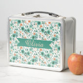 Vintage Spring Green Floral Personalized Metall Brotdose (Beispiel)