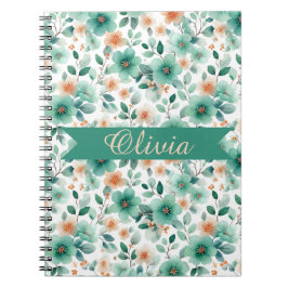 Vintage Spring Green Floral Personalized Notizblock