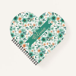Vintage Spring Green Floral Personalized Notizblock