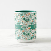Vintage Spring Green Floral Personalized Tasse (Zentrum)