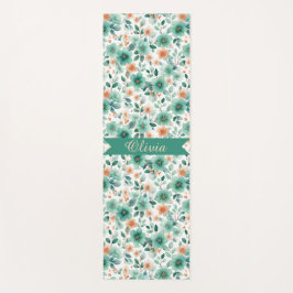 Vintage Spring Green Floral Personalized Yogamatte