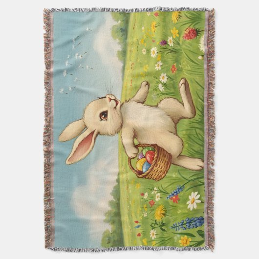Vintage Spring Meadow Easter Bunny  Decke (Vorderseite Vertikal)