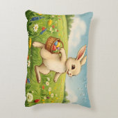 Vintage Spring Meadow Easter Bunny Dekokissen (Rückseite(Vertikal))