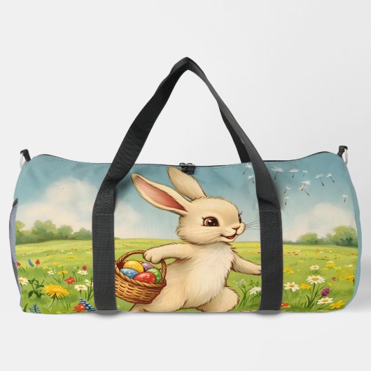 Vintage Spring Meadow Easter Bunny  Duffle Bag (Rückseite)