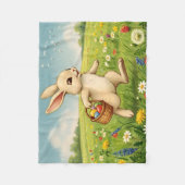 Vintage Spring Meadow Easter Bunny  Fleecedecke (Vorderseite)