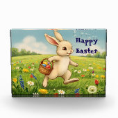 Vintage Spring Meadow Easter Bunny  Fotoblock (Vorderseite)