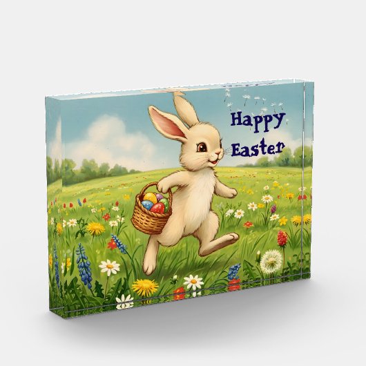 Vintage Spring Meadow Easter Bunny  Fotoblock (Links)