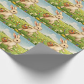 Vintage Spring Meadow Easter Bunny  Geschenkpapier (Ecke)