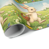 Vintage Spring Meadow Easter Bunny Geschenkpapier (Rolleneckpunkt)