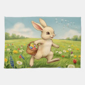 Vintage Spring Meadow Easter Bunny  Geschirrtuch (Horizontal)