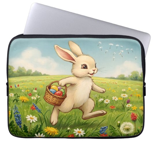 Vintage Spring Meadow Easter Bunny  Laptopschutzhülle (Vorderseite)