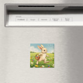 Vintage Spring Meadow Easter Bunny  Magnet (In Situ (Geschirrspüler))