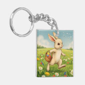 Vintage Spring Meadow Easter Bunny Schlüsselanhänger (Vorderseite links)