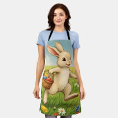 Vintage Spring Meadow Easter Bunny Schürze (Getragen)