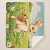 Vintage Spring Meadow Easter Bunny Sherpadecke (Vorderseite)