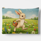 Vintage Spring Meadow Easter Bunny  Zubehörtasche (Vorderseite)