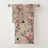 Vintage Spring Roses with Blue Butterflies Badhandtuch Set (Insitu)