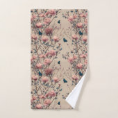 Vintage Spring Roses with Blue Butterflies Badhandtuch Set (Handtuch)