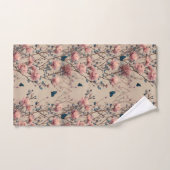 Vintage Spring Roses with Blue Butterflies Badhandtuch Set (Handtuch)