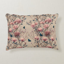 Vintage Spring Roses with Blue Butterflies