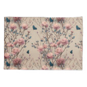 Vintage Spring Roses with Blue Butterflies Kissenbezug (Rückseite)