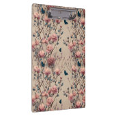 Vintage Spring Roses with Blue Butterflies Klemmbrett (Rechts)