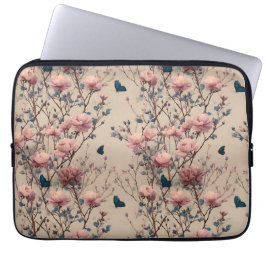 Vintage Spring Roses with Blue Butterflies Laptopschutzhülle