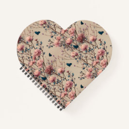 Vintage Spring Roses with Blue Butterflies Notizblock