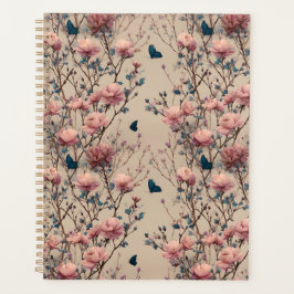 Vintage Spring Roses with Blue Butterflies Planer