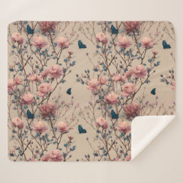 Vintage Spring Roses with Blue Butterflies Sherpadecke