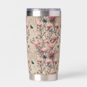 Vintage Spring Roses with Blue Butterflies Thermobecher (Rückseite)