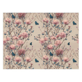 Vintage Spring Roses with Blue Butterflies Tischdecke