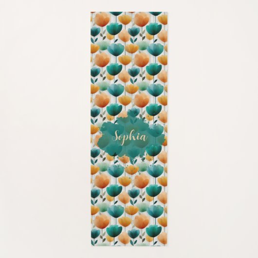 Vintage Spring Yellow and Green Floral Yogamatte (Vorderseite)