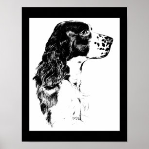 Vintage-Springer-Spaniel-Hund Schwarz-Weiß-Kunst  Poster