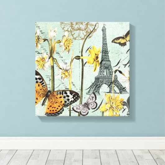 Vintage Springtime in Paris gedehnte Leinwand (Insitu (Holzboden))