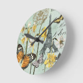 Vintage Springtime in Paris Runde Wanduhr (Winkel)