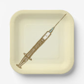 Vintage Spritze Medizinische Gesundheitspflege Ske Pappteller (Vorderseite)