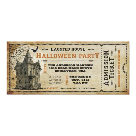 Vintage Spuk Haus Halloween Party Karte I Einladung Zazzle De