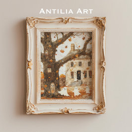 Vintage Spuk Hausmalerei Whimsical Geister Poster