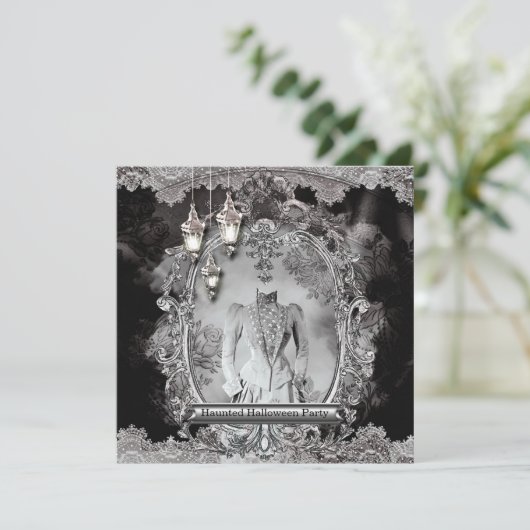 Vintage Spuk Lady Halloween-Party Einladung (Stehend Vorderseite)